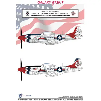 GALAXY G72017 1/72 Mastelis P-51D Mustang Bicentennial & Thunderbirds Decal