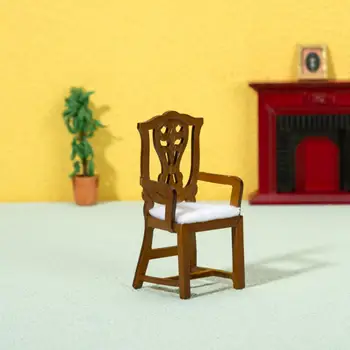 Patvari Kėdė Modelis Anti-deformuoti Miniatiūrų Stalo Modelis Realus Dekoratyvinis Mini Aišku, Raižyti Mediniai Miniatiūriniai Kėdė Žaislas