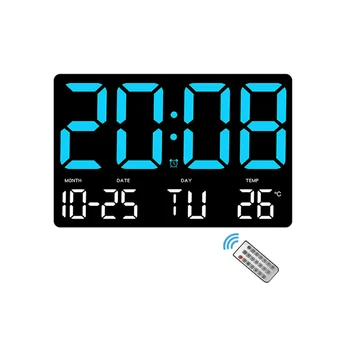 Skaitmeninis Sieninis Laikrodis Ekranas, 10Inch LED Skaitmeninis Laikrodis su Data ir Temperatūra, Savaitės Diena, su Nuotolinio Valdymo