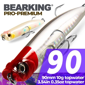 Bearking prekės 5VNT kokybės popper Žvejybos Masalas Lazerio Sunku Dirbtinis Masalas 3D Akis 9cm 10g Žvejybos Wobblers Crankbait Minnows