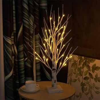 Stalo Medis, Baltas Medis Su LED Žibintai, Šiltai Balta Mažų Eglučių Žiburiai Baterija Laikmatis, Apšviesta Medžių Patvarus Lengva Įdiegti