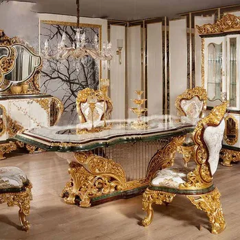 Europos stiliaus medžio masyvo išdrožtos valgomasis stalas, prancūzų stiliaus vila, high-end individualų valgomojo stalas, valgomojo kėdė, visas namas f