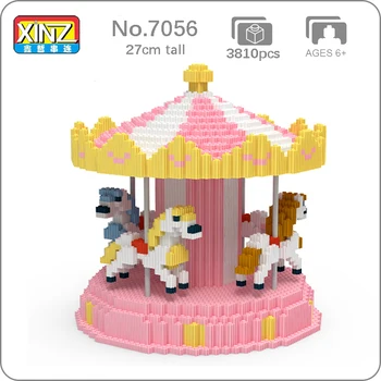 Xizai 8054 Pramogų Parkas Merry-go-round Karuselė Gyvūnų 3D 