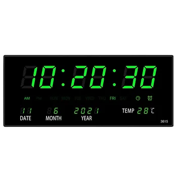 36*15*2.8 CM Skaitmeninis Sieninis Laikrodis 4 Signalizacijos Valandos Chiming Temperatūra Kalendorius Stalo Laikrodžiai su Kištuku, Elektroninių Šviesos LED Laikrodis