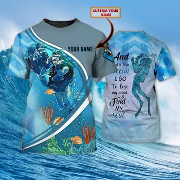 Nardymas - Asmeninės Pavadinimas 3D Marškinėlius Scuba Sporto Entuziastas Jūrų vyriški Laisvalaikio Viršūnės Vasarą