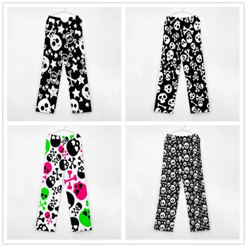 Kaulai ir Kaukolės Modelis Pajama Pants Mens Moterų Lounge Pants Super Minkštas Unisex Miego Pajama Dugnas su Kišenės, Raišteliu