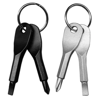 2vnt Multi Pocket Remonto Įrankiai, Raktas Formos Phillips Juostinėmis Atsuktuvas Keychain Nešiojamų Lauko Daugiafunkcinis EDC Įrankiai