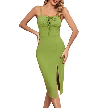 Žalia Seksualus Apvalkalą Moterų Suknelė Tuščiaviduriai Nėrinių Tvarstis Bodycon Šalis Suknelės Moterims Paketo Hip-Diržas Stebėjimo Suknelė Skraiste