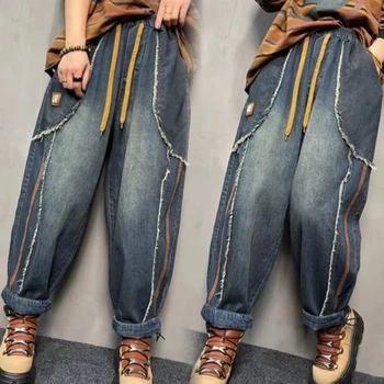 Džinsai moterims rudenį naują stilių asmeninį kutas haremo kelnės prarasti stora juosmens didelio dydžio lieknėjimo morkų kelnės