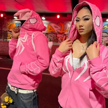 Y2K anime hoodie goth streetwear Hip-Hop kawaii drabužius Harajuku Negabaritinių zip hoodie vyrai moterys Mados atsitiktinis palaidinės viršūnės
