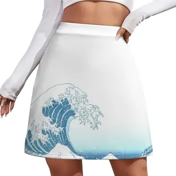Didžiosios Bangos off Kanagawa - iki Hokusai - MONOTONIŠKAS Mini Sijonas, sijonai, moters, vasaros suknelė moterims 2023 drabužiai moterims
