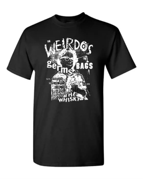 T-shirt Old Punk Rock Koncertas, Flyer, Kad Weirdos Mikrobų Krepšiai 1977 Mens Juoda