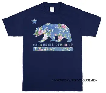 Kalifornijos Respublikos Gėlių Lokys Grafinis marškinėliai Tee