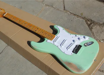 Derliaus surf green ST elektrinė gitara, klevų fingerboard, nemokamas pristatymas