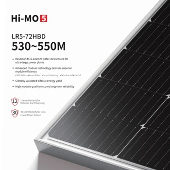 LONGi saulės skydelis 550 w monokristalo 530W fotoelektros modulis energijos gamybos skydelis dvigubo stiklo dvipusis lapo pusė