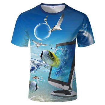 2020funny t-shirts harajuku tropinių žuvų vasaros cool marškinėliai casuall stiliaus Skaitmeninis Žvejybos Trumpas Rankovės 3D spausdinimo sandbeach