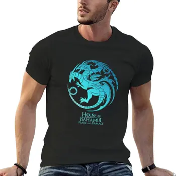 House of Bahamut. Inkstų ir Žala (pilka turkis). T-Shirt custom t shirts, juokingi marškinėliai, vyriški t-shirt