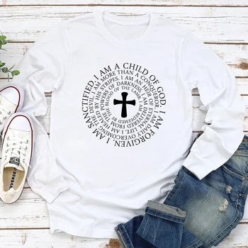 Aš Esu Dievo Vaikas, T-Marškinėliai, Religinės Moterų Ilgomis Rankovėmis Jėzaus Tikėjimo Top Marškinėliai, Juokinga Krikščionių Bažnyčia Marškinėlius Camiseta