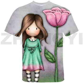 Atsitiktinis 3D Santoro Gorjuss Marškinėlius Moterims Kawaii Viršūnes Tee marškinėliai Paauglys Gorjuss Lėlės Marškinėliai Vaikams Anime Negabaritinių Streetwear