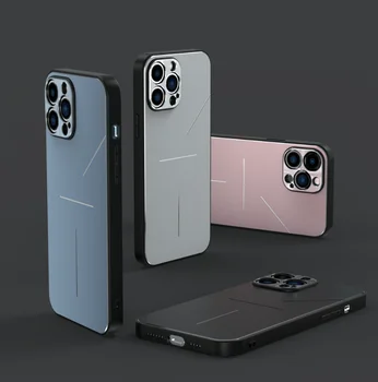 Mados Paprastas Plonas Aliuminio Metalo Case For iPhone 15 14 ir 13 12 11 Pro Max Anti-įbrėžimams atsparus smūgiams Dangtelis vaizdo Kameros Apsaugos