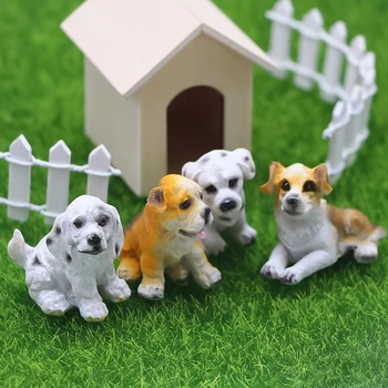Mielas Mini Šuo Ornamentu Gražių Animacinių Filmų Šuo Šuniukas Dervos Miniatiūros Amatų Lėlių Micro Kraštovaizdžio Namų Darbalaukio Papuošalai
