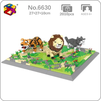 PZX 6630 Gyvūnų Pasaulyje Liūtas, Tigras, Vilkas Gėlių Pieva Modelis 