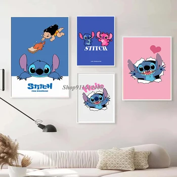 Drobė, Tapyba Disney Klasikinis Anime Tarpžvaigždinės Kūdikių Lilo&Stitch Animacinių Filmų Sienos Paveiksl Plakatas Spaudinių Kambarį Namų Dekoro