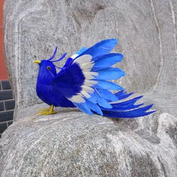 realiame gyvenime ilgą uodegą paukščių modelis putų&plunksnos mėlynos sparnus paukščio lėlės dovana Sodo Puošmena apie 25cm p2934