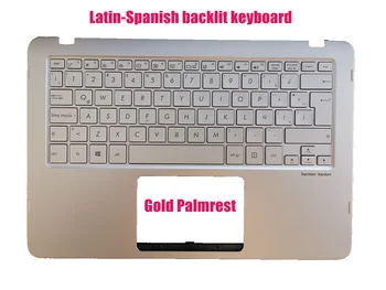 Lotynų kalba-ispanų Aukso Palmrest apšvietimu ir klaviatūros Asus UX360U UX360UA Q324U Q324UA 90NB0C01-R30LA0