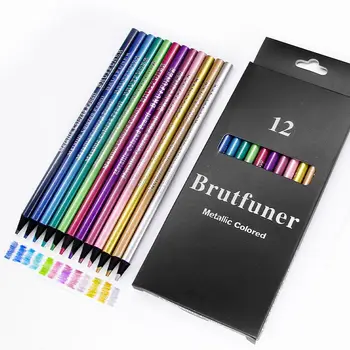Naujas 12 spalvų metalinio spalvotų pieštukų vaikams, studentams, dažymas rašikliai, grafiti, rašikliai, riebiai pieštukai, mokykliniai reikmenys