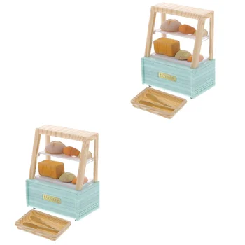 2 Komplektai Miniture Namas Baldai, Virtuvės Dekoro Ekranas Kabineto Apdaila Duona Miniatiūriniai Duonos Kepimo Papuošalai