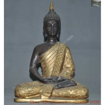 Tailando Buda bronzos Auksu šventykloje Sėdi Statula Giedras, Medituojant Statulėlės