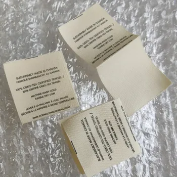 Medvilnė Priežiūros Etiketės 1000PCS , 8 * 3,5 cm Custom natūralios medvilnės atspausdinti etiketę juodos spalvos drabužius žymės