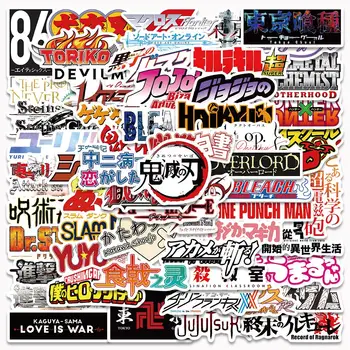 50Pcs Sumaišykite Anime Logotipai Lipdukai Demon Slayer Ataka Titan Lipdukai, Nešiojamas Riedlentė Vandens Butelis Bagažo Grafiti Lipdukai