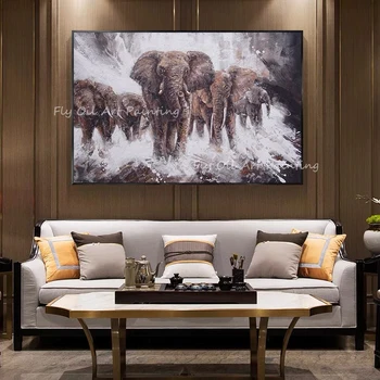 Didelio Dydžio 100% Handpainted dramblys gyvūnų ant sienos tekstūra gabalas vaizdai kambarį vadovą, drobė, aliejus, tapyba meno