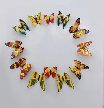 12 vnt./nustatyti Spalvas geltona 3D modeliavimas drugelis sienų lipdukai šaldytuvas lipdukai magnetų Namų Puošybai