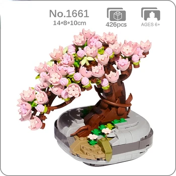 Amžinos Gėlės Rausvos Sakura Vyšnių Medžio Puodą Augalų 3D Modelį 