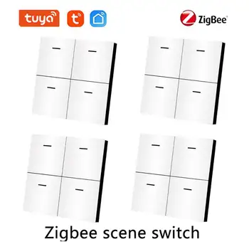 Tuya Zigbee Smart Scene Switch 4 Gauja 12 Scena Jungiklis Stumti Mygtuką Valdiklis Namų Automatikos Scenarijus Įjungti Pažangaus Gyvybės