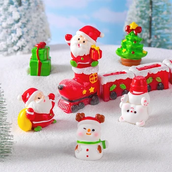 Animacinių Filmų Kalėdų Dervos Dekoro Miniatiūriniai Santa Claus Snowmen Kalėdų Medžio Dekoro Sodo Figūrėlės Micro Kraštovaizdžio Namų Puošybai