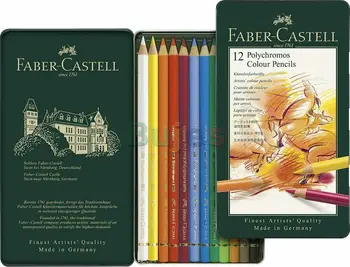 Faber-Castell Polychromos Spalvotus Pieštukus Alavo 12 (Kliudė Alavo),riebi spalvos,profesionalių menininkų, spalvotų pieštukų,Ryškių spalvų