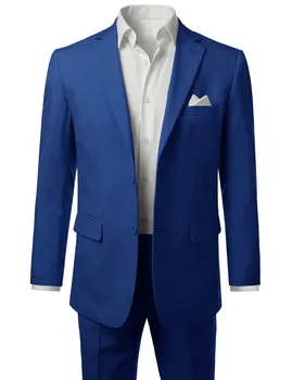 Royal Blue Vyrų Kostiumas Įpjovomis Atvartas Švarkas Kelnės Apranga Kailis Verslo Pilnas Vyrų Kostiumai, Vestuvių Vyras Kostiumas 2vnt Striukė+Kelnės+Kaklaraištis