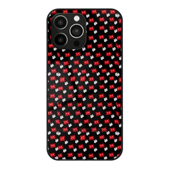Mickey Pasaulio Stiklas Case For Iphone 14 13 Pro 11 12 7 8 Plius Xr X Xs Max 5S 6S Grūdintas Telefono Dangtelis Juodas Ir Raudonas Individualų