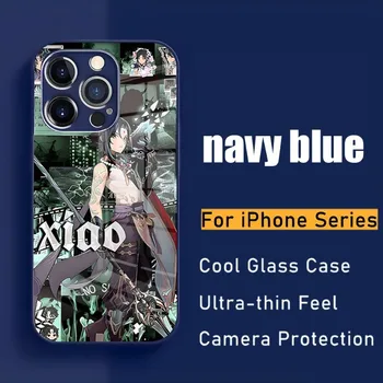 Genshin Telefono dėklas 2023 Naujas IPhone 14 Pro 13 15 11 12 XR XS MAX 7 8 X Plus 13 Tamsiai Mėlyno Stiklo Dangčiai