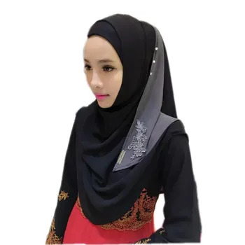 Musulmonų Vientisas Kratinys Shayla Hijabs Skrybėlės Eid Malda Turbaną Skaros, Skrybėlės Islamo Khimar Arabų Skarelė